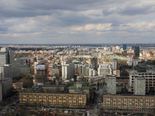 Widok z PKIN na północ Warszawy