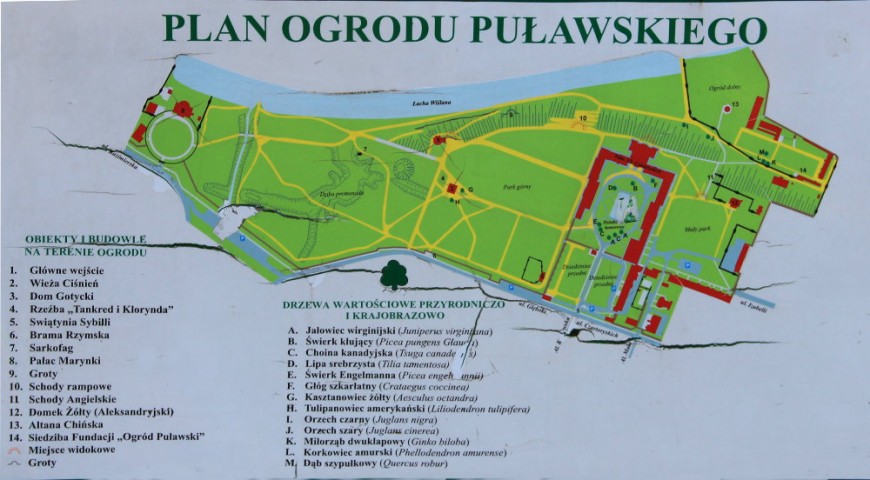 Plan parku w Puławach